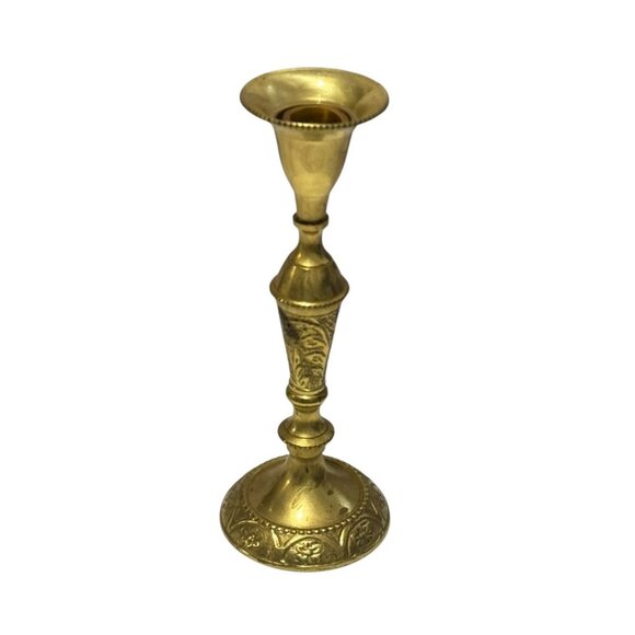 Vintage Elegant Expressions Solid Brass Candlestick Holder - Picture 1 of 7